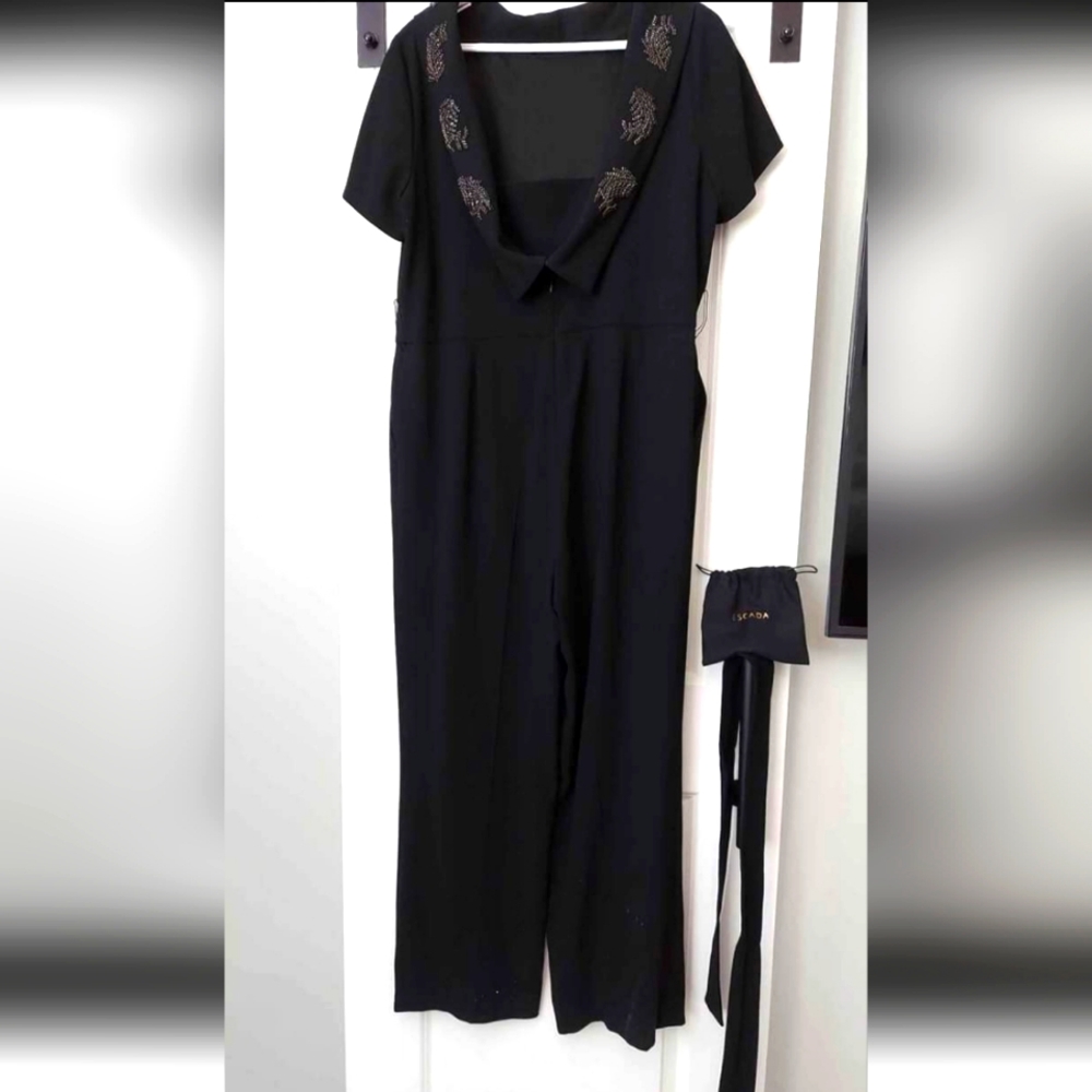 Escada Eve Draped Jumpsuit with Crystal accessories